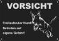 Preview: Aluminium Warnschild Bullterrier VORSICHT Freilaufender Hund! Betreten auf eigene Gefahr!